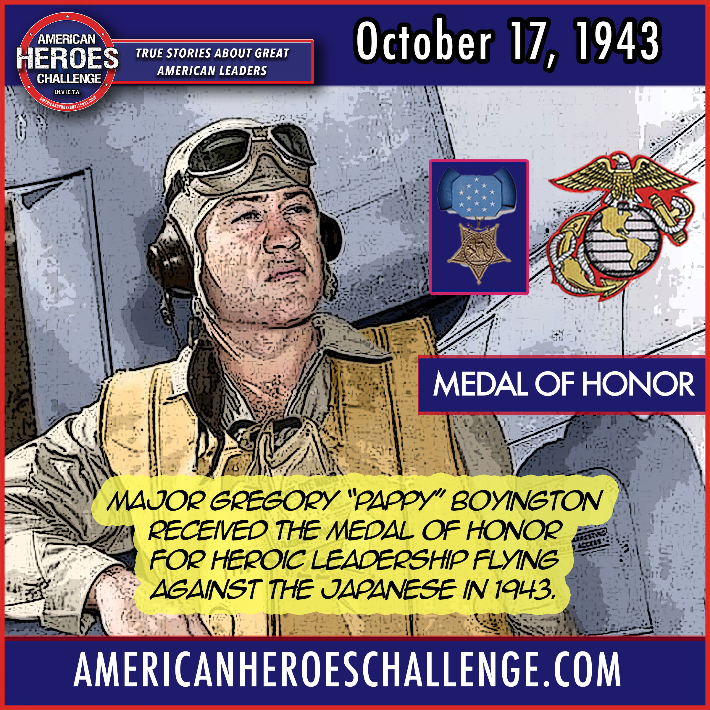 Featured image for “October 17 Pappy Boyington Medal of Honor”